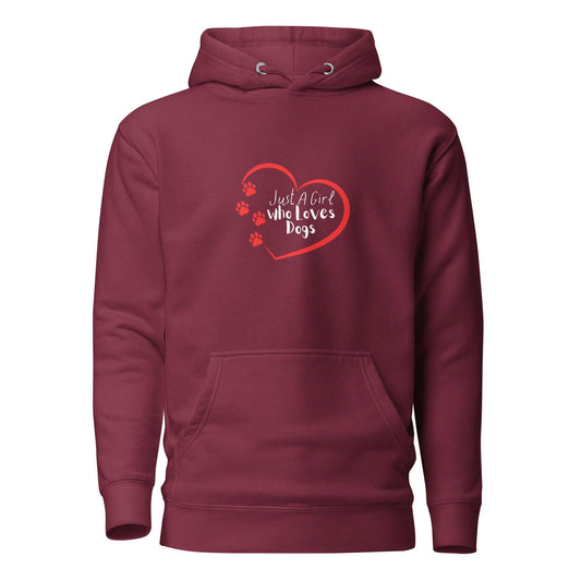 Just A Girl Who Loves Dogs Premium Cotton Hoodie | Pawfect Merch - Pawfect Merch