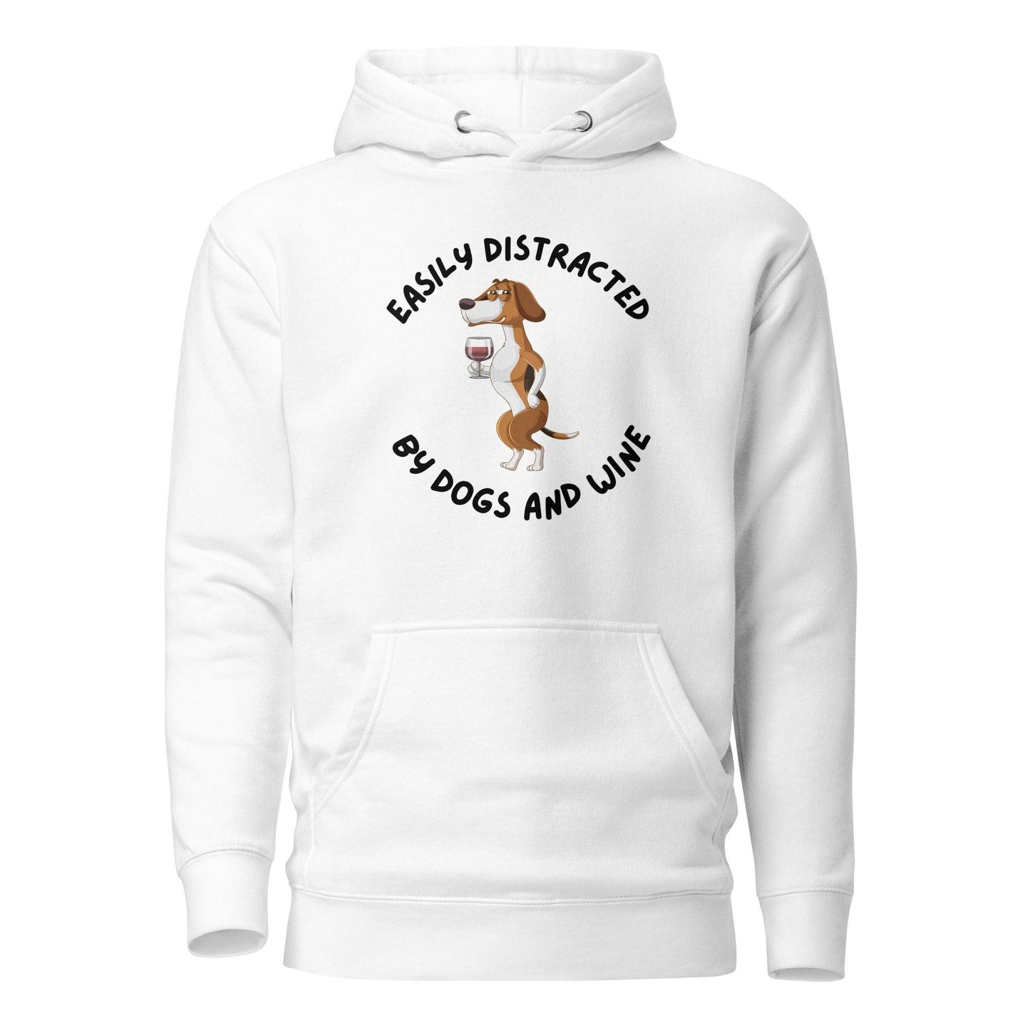 Dog And Wine Lover Premium Cotton Hoodie - Easily Distracted By Dogs And Wine | Pawfect Merch - Pawfect Merch