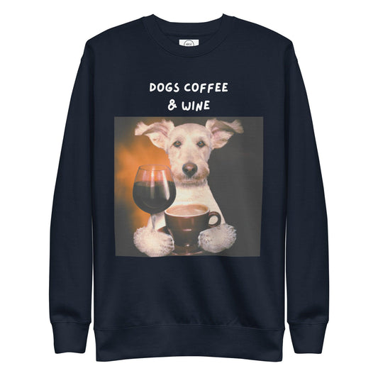 Dogs, Coffee And Wine Lover Premium Cotton Sweatshirt | Pawfect Merch.