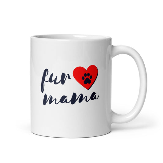 Ceramic White Coffee Mug - Fur Mama | Dog Lover Gift | Pawfect Merch.