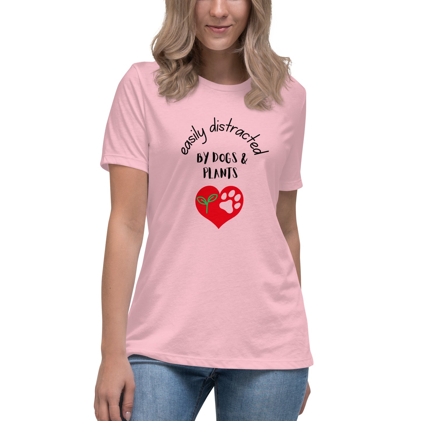 Easily Distracted By Dogs & Plants Women's T-Shirt - Premium Cotton Dog Lover Gift | Pawfect Merch.