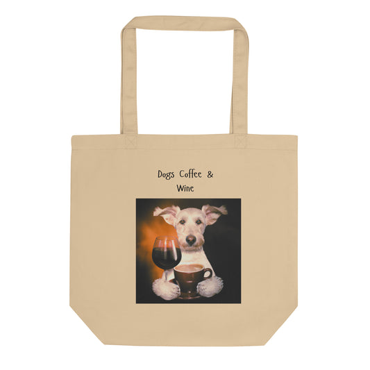 Organic Cotton Tote Bag - Dogs Coffee And Wine | Eco-Friendly Gift | Pawfect Merch.