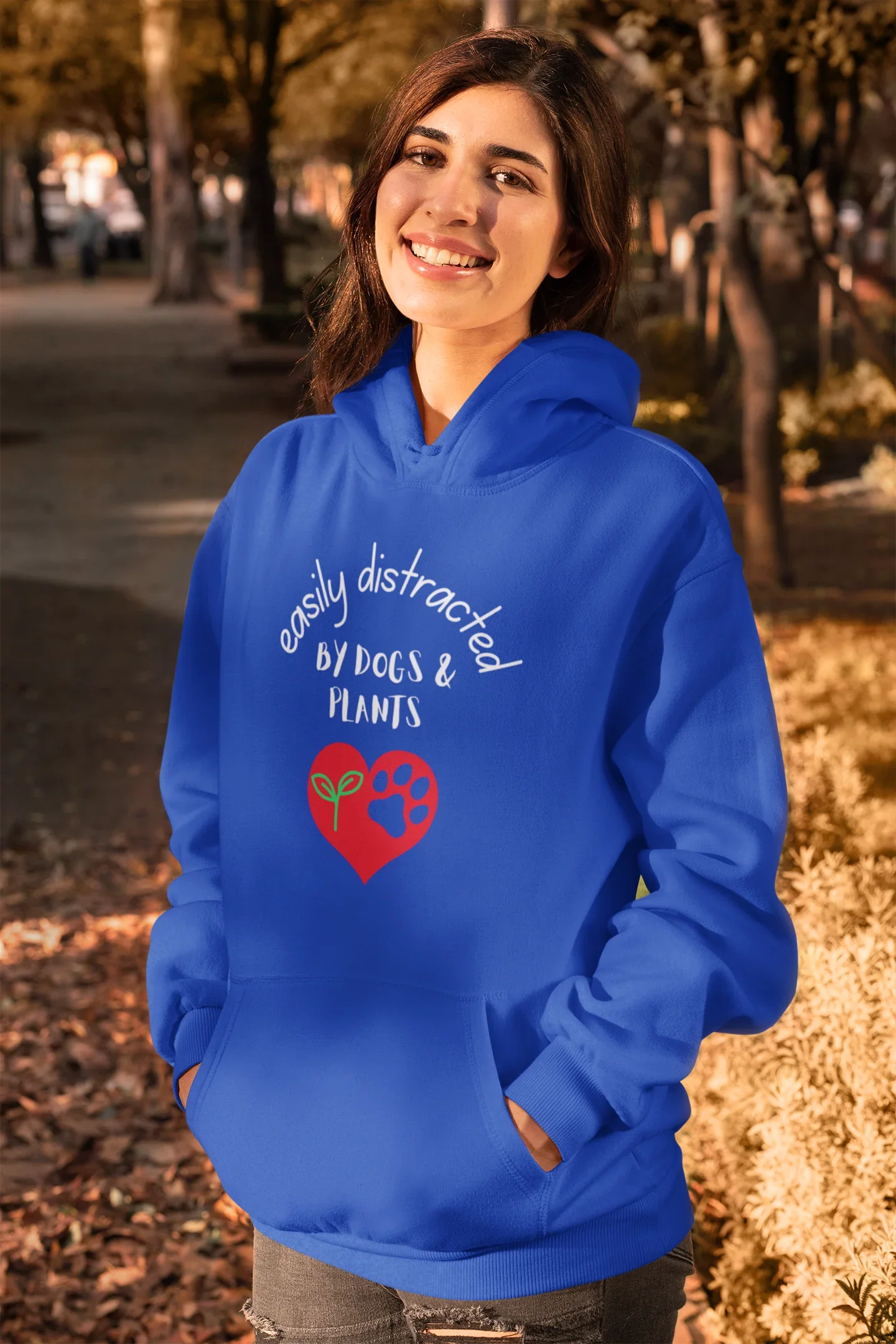 Dog And Plant Lover Premium Cotton Hoodie - Easily Distracted by Dogs and Plants | Pawfect Merch - Pawfect Merch