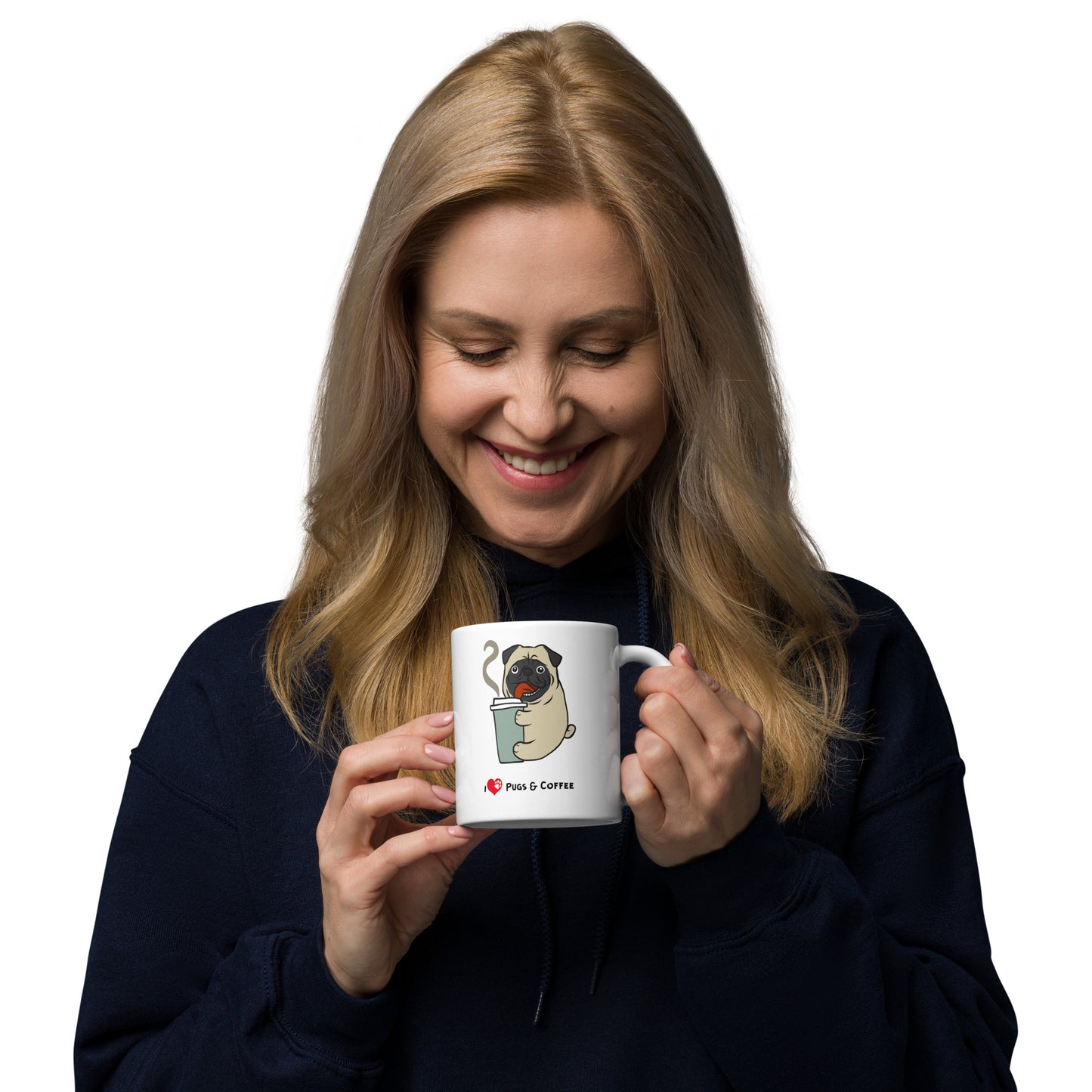 Ceramic White Coffee Mug - I Love Pugs And Coffee | Dog Lover Gift | Pawfect Merch.
