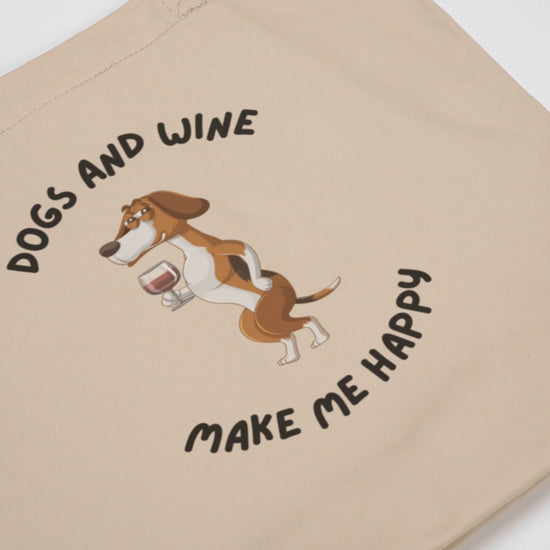 Organic Cotton Tote Bag - Dogs And Wine Make Me Happy | Eco-Friendly Gift | Pawfect Merch.