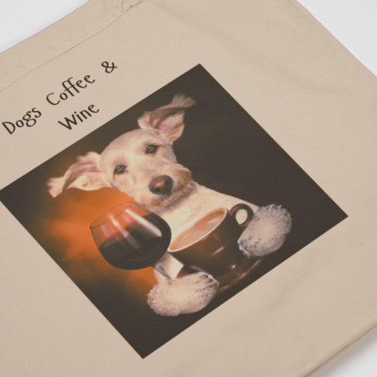 Organic Cotton Tote Bag - Dogs Coffee And Wine | Eco-Friendly Gift | Pawfect Merch.