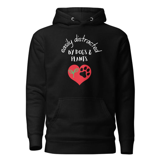 Dog And Plant Lover Premium Cotton Hoodie - Easily Distracted by Dogs and Plants | Pawfect Merch - Pawfect Merch
