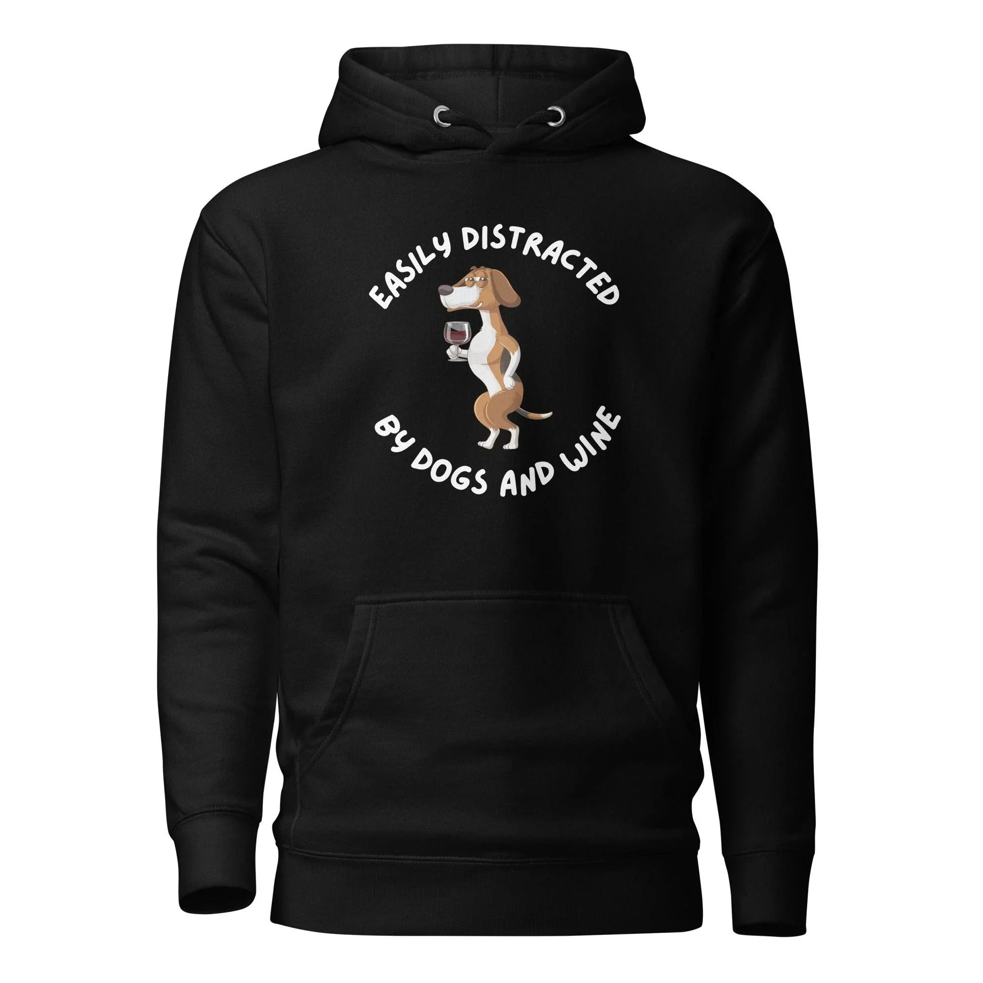Odg Merch Easily Distracted By Dogs And Wine - Cotton Hoodie | Pawfect Merch