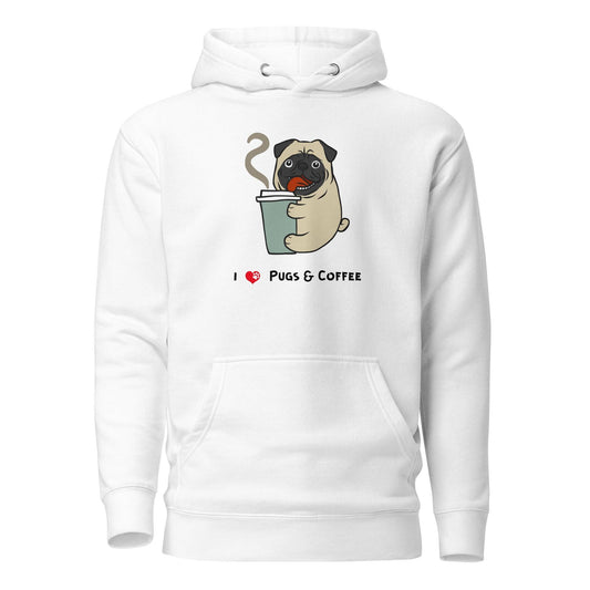 Pugs And Coffee Lover Premium Cotton Hoodie | Pawfect Merch - Pawfect Merch