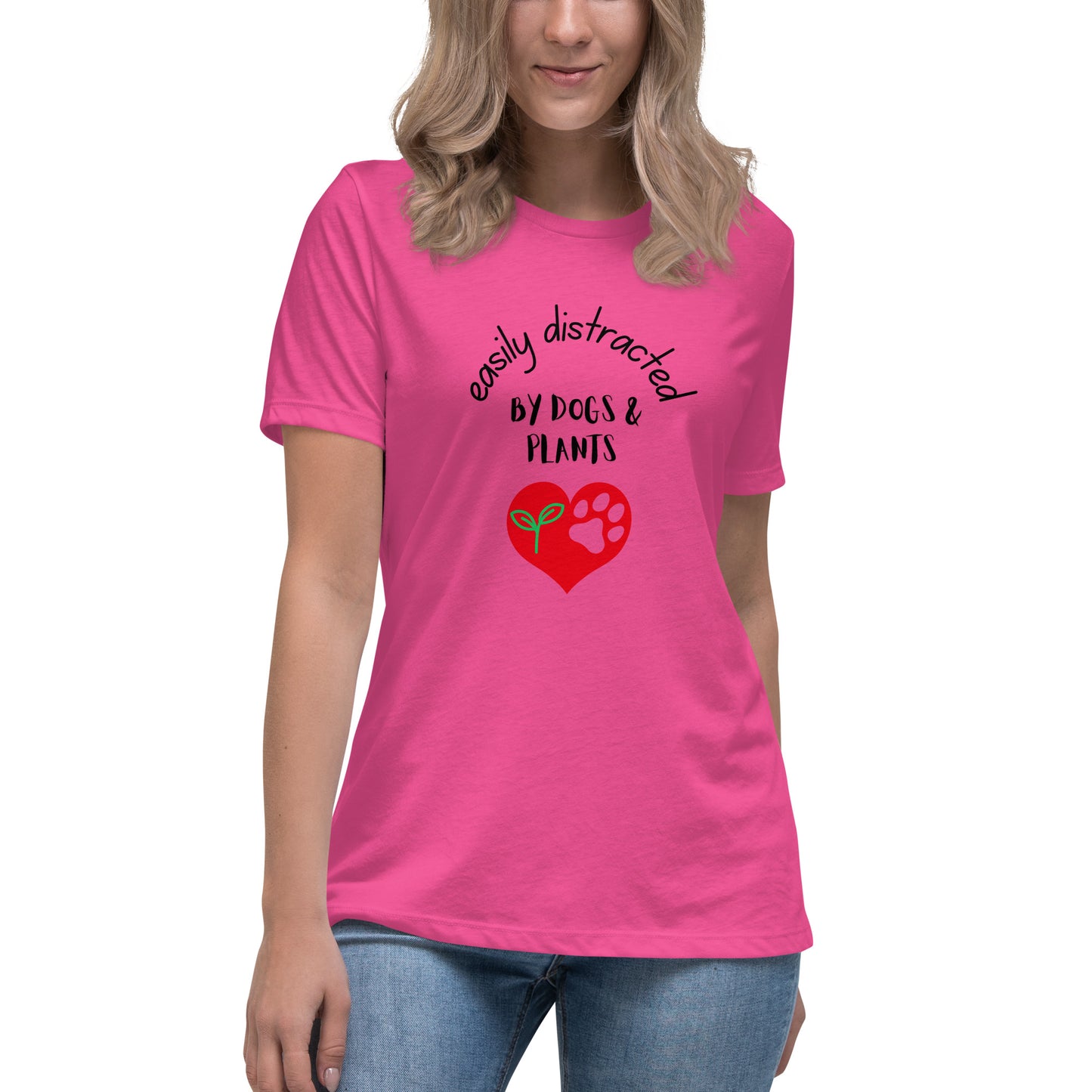 Easily Distracted By Dogs & Plants Women's T-Shirt - Premium Cotton Dog Lover Gift | Pawfect Merch - Pawfect Merch