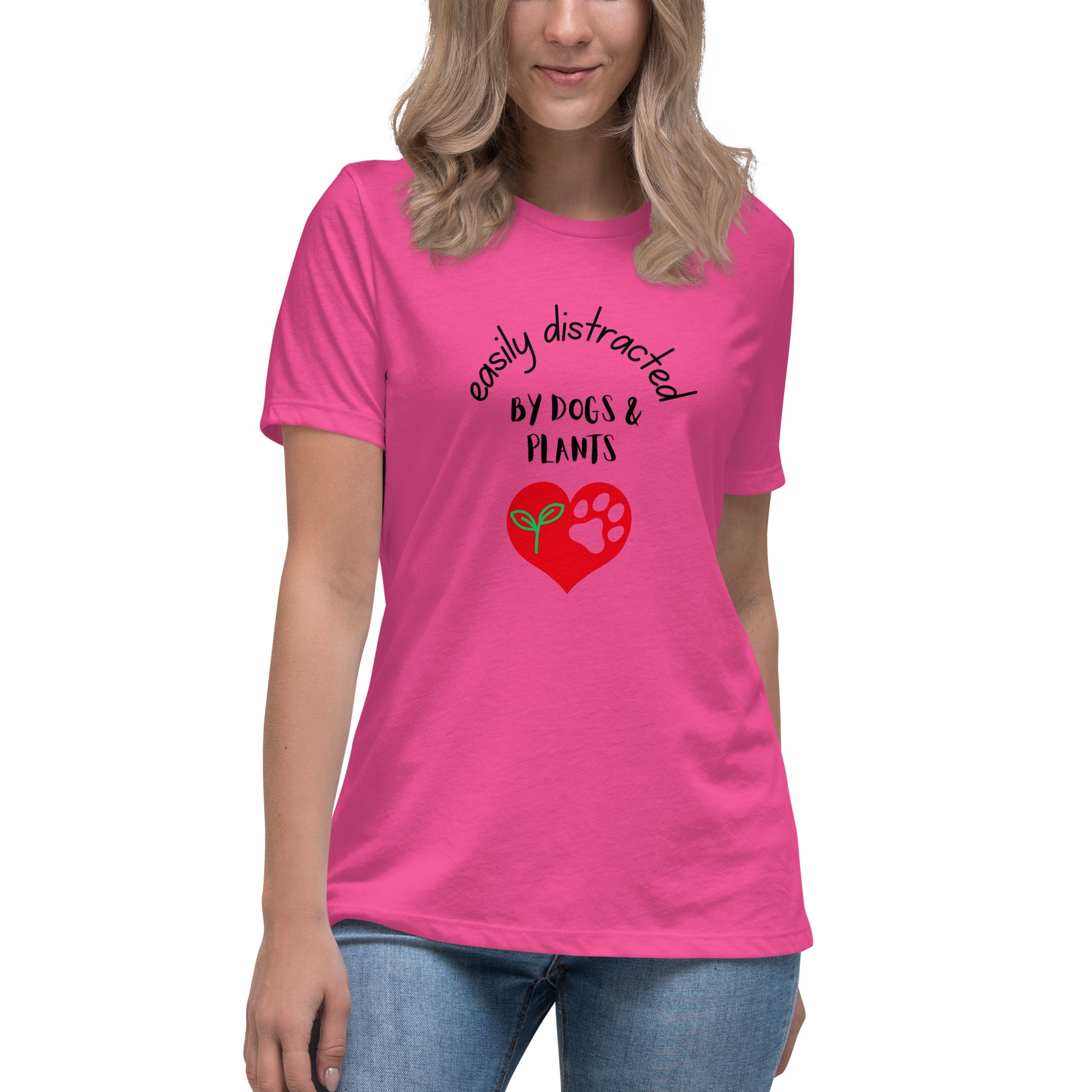 Easily Distracted By Dogs & Plants Women's T-Shirt - Premium Cotton Dog Lover Gift | Pawfect Merch.