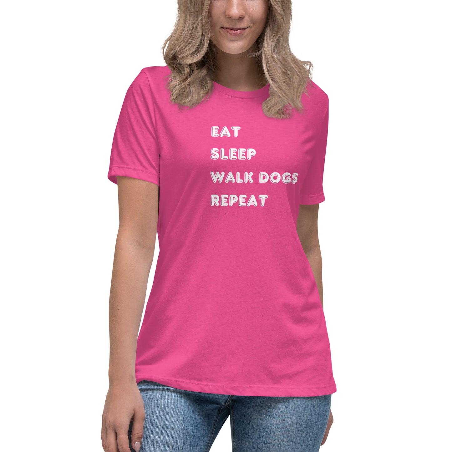 Eat Sleep Walk Dogs Repeat Women's T-Shirt - Premium Cotton Dog Lover Gift | Pawfect Merch - Pawfect Merch