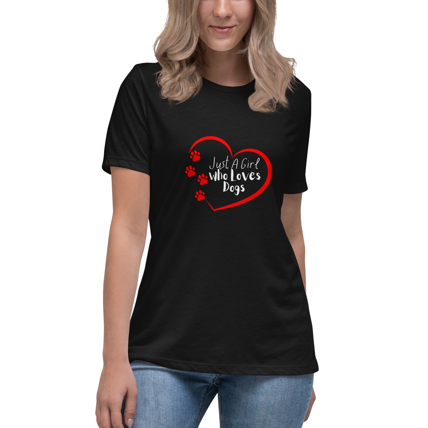 Women's Premium Cotton Relaxed T-Shirt - Just A Girl Who Loves Dogs