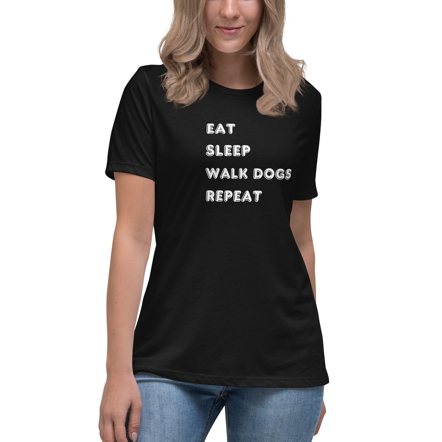 Eat Sleep Walk Dogs Repeat Women's T-Shirt - Premium Cotton Dog Lover Gift | Pawfect Merch - Pawfect Merch