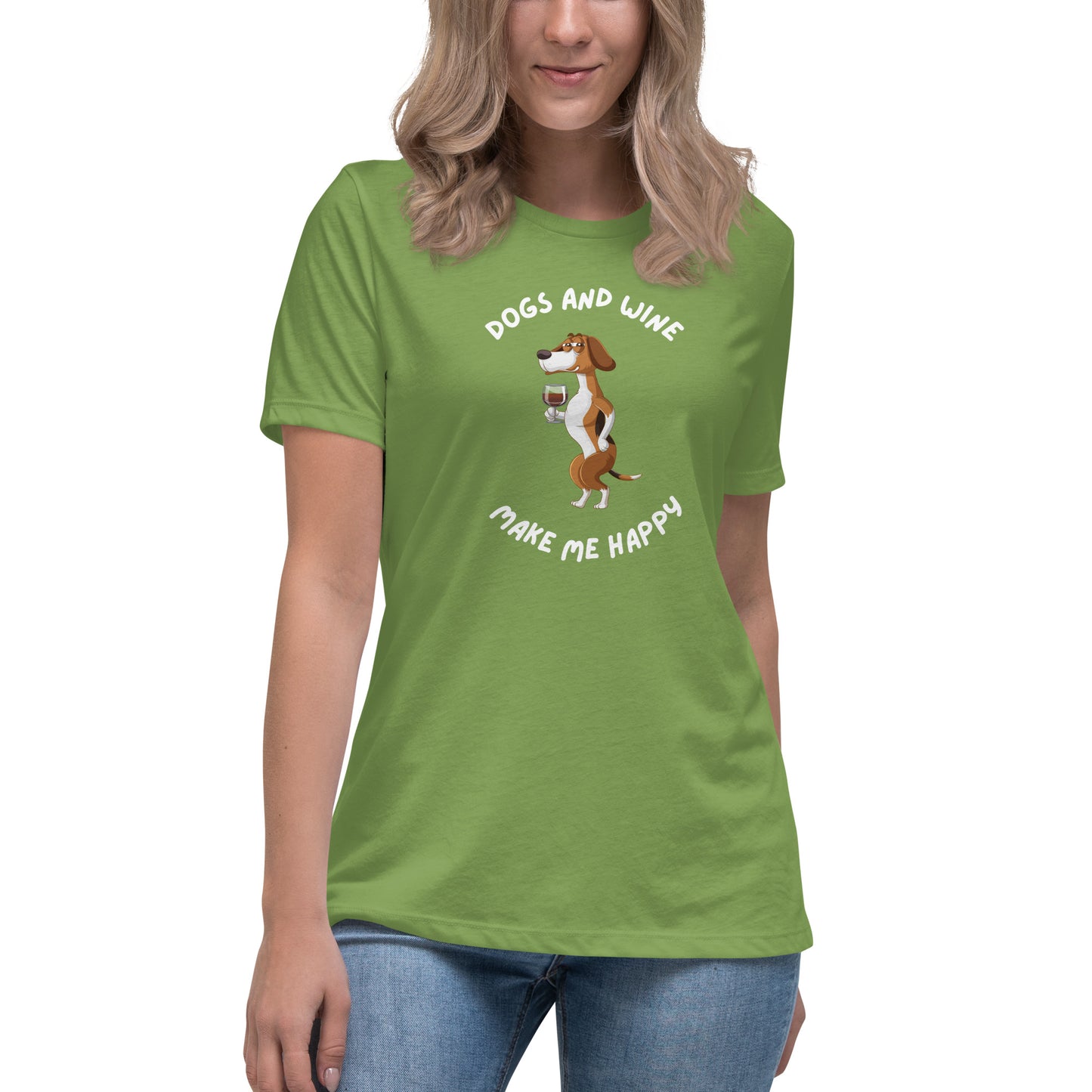Dogs And Wine Make Me Happy Women's T-Shirt - Premium Cotton Dog Mom Gift | Pawfect Merch - Pawfect Merch