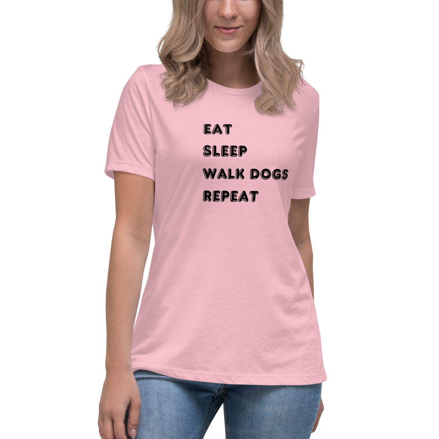 Eat Sleep Walk Dogs Repeat Women's T-Shirt - Premium Cotton Dog Lover Gift | Pawfect Merch - Pawfect Merch