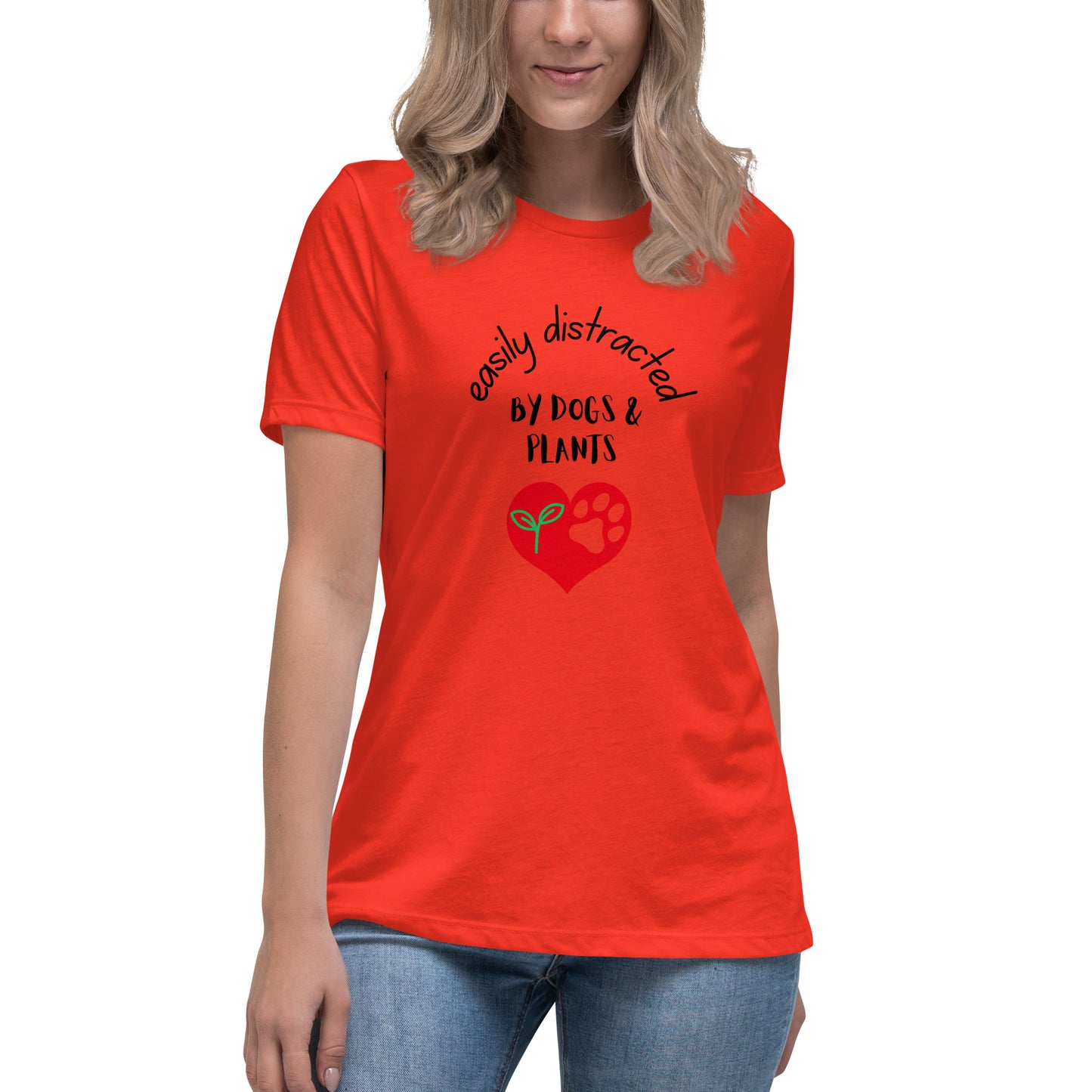 Easily Distracted By Dogs & Plants Women's T-Shirt - Premium Cotton Dog Lover Gift | Pawfect Merch - Pawfect Merch