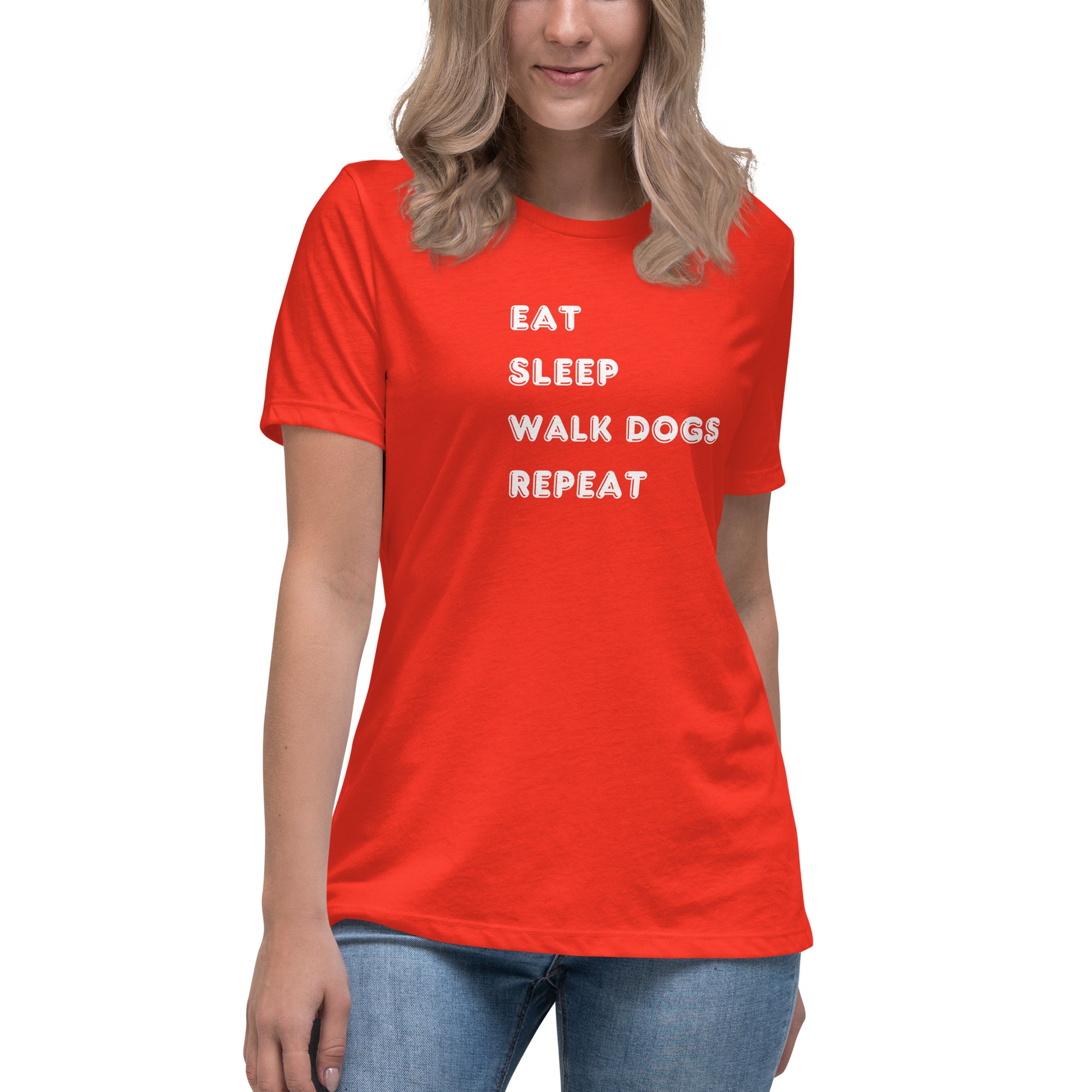 Eat Sleep Walk Dogs Repeat Women's T-Shirt - Premium Cotton Dog Lover Gift | Pawfect Merch.