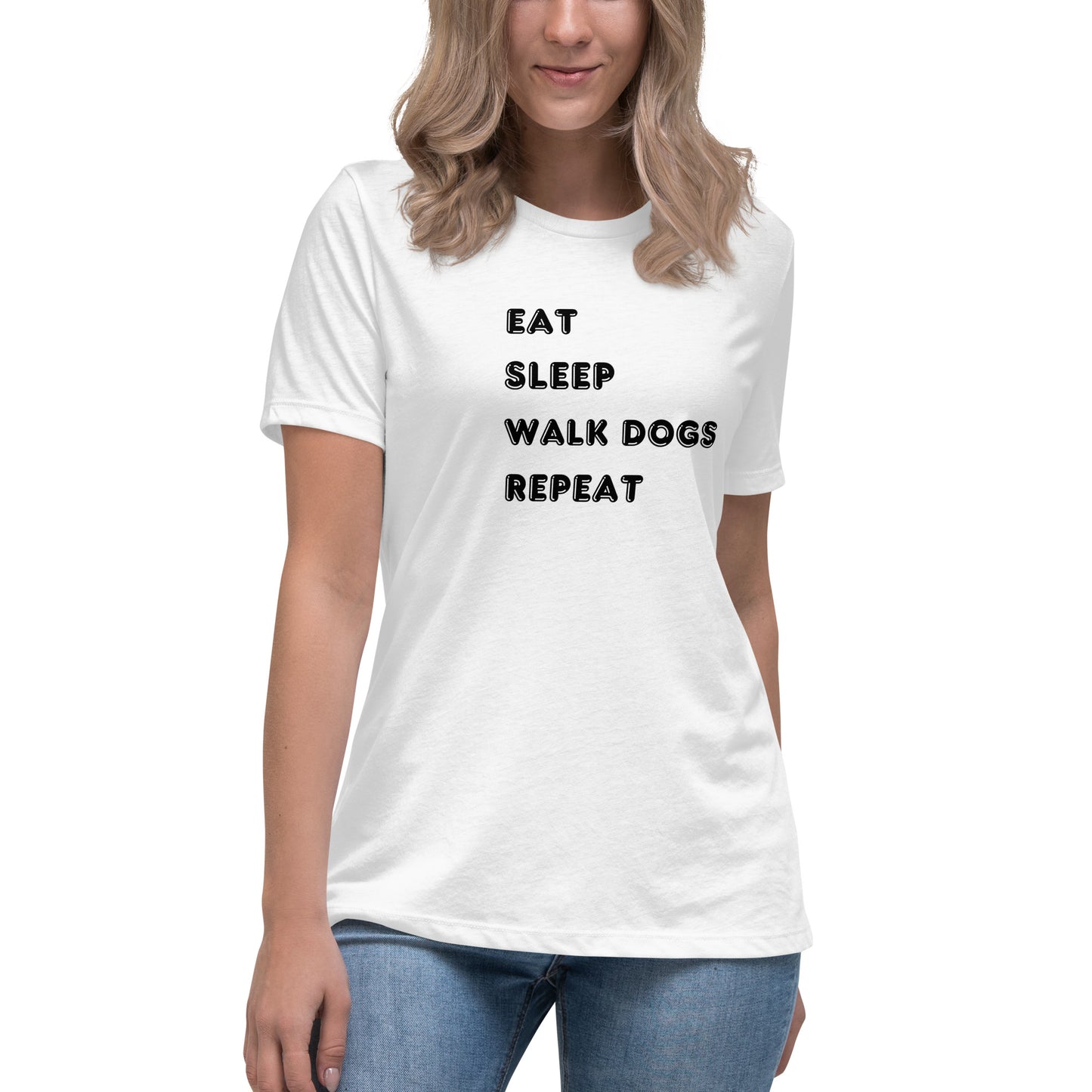 Eat Sleep Walk Dogs Repeat Women's T-Shirt - Premium Cotton Dog Lover Gift | Pawfect Merch - Pawfect Merch